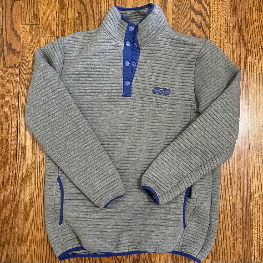 Simply Southern Ladies Pullover Snap Button Gray/Blue Size‎ Medium